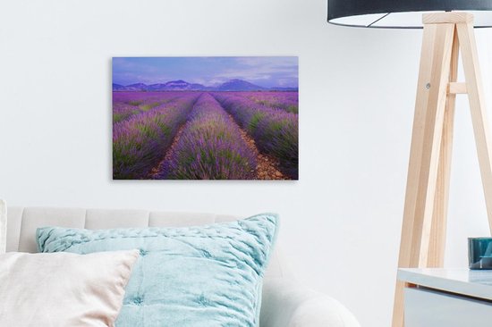 Rangées de toile de lavande 30x20 cm - petit - Tirage photo sur toile (Décoration murale salon / chambre)