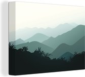 Une illustration d'une toile de paysage de montagne brumeuse 80x60 cm - Tirage photo sur toile (Décoration murale salon / chambre) / Phénomènes naturels Peintures sur toile