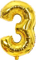Ballon chiffre 3 ans Baby Shower - Ballons à l'hélium en feuille d'or - 100cm - Décoration d'anniversaire trois ans