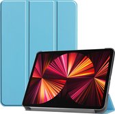 Hoesje Geschikt voor iPad Pro 2021 (11 inch) Hoes Case Tablet Hoesje Tri-fold - Hoes Geschikt voor iPad Pro 11 inch (2021) Hoesje Hard Cover Bookcase Hoes - Lichtblauw