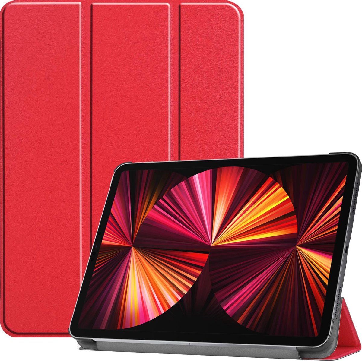 Hoesje Geschikt voor Apple iPad Pro (2021) - 11 inch - 3e generatie - Dun & Stevig - Trifold Bookcase - Hard Cover - Hardcover Book Case - Tablet Hoes - Rood