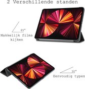 Hoesje Geschikt voor iPad Pro 2021 (11 inch) Hoes Case Tablet Hoesje Tri-fold - Hoes Geschikt voor iPad Pro 11 inch (2021) Hoesje Hard Cover Bookcase Hoes - Zwart