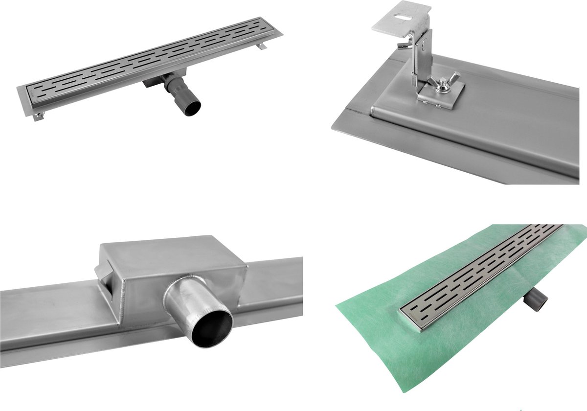 CityLine douchegoot RVS 50cm Zijuitloop Dots