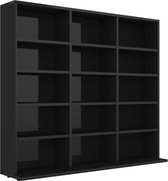 boekenkast - hoogglans zwart - cd - boeken- kast - dvd - games - schappen - meubel - woonkamer - industrieel - modern - slaapkamer - L&B Luxurys