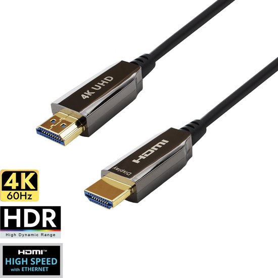 Câble HDMI optique actif certifié 2.0b - 50 mètres - Haute vitesse - 4K  Ultra HD (60... | bol
