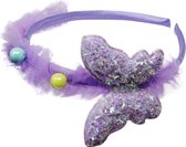 Jessidress® Diademen Meisjes Haar Diadeem met een vlinder Haarband met Tule - Paars