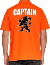 Captain Holland supporter poloshirt - heren - oranje met leeuw - Nederland fan / EK / WK polo shirt / kleding S