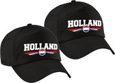 2x stuks nederland / Holland landen pet zwart kinderen - Nederland / Holland baseball cap - EK / WK / Olympische spelen outfit