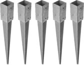 10x Paalhouders / paaldragers staal verzinkt met punt - 7 x 7 x 75 cm - houten palen in de grond plaatsen - paalpunten / paalvoeten