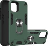 Apple iPhone 12 Pro Hoesje - Mobigear - Armor Ring Serie - Hard Kunststof Backcover - Groen - Hoesje Geschikt Voor Apple iPhone 12 Pro