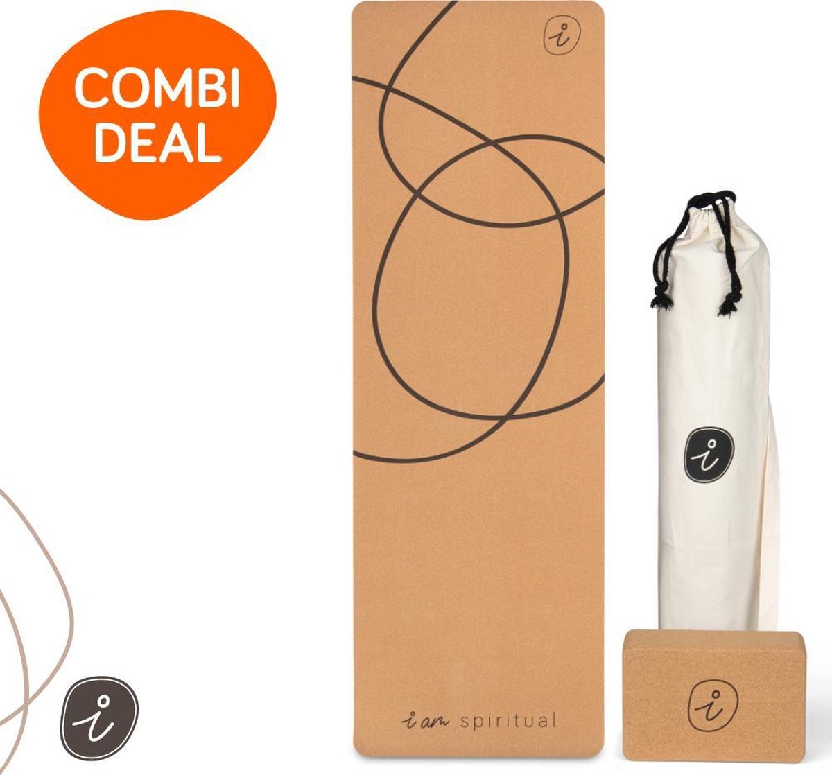 Yoga Mat - Yoga Mat Kurk - Fitness Mat - Sportmat - Yoga Mat Anti Slip - Yoga Mat Extra Dik - COMBI