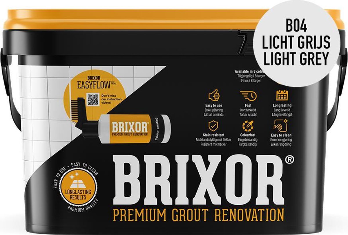 Brixor Voegrenovatie Premium Voegenverf - Geen Voegenstift Maar Brixor - Lichtgrijs - Alles-in-1 Set - 8 kleuren verkrijgbaar
