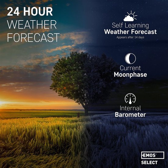 Draadloos weerstation - Weerstation binnen en buiten - Met buitensensor - Touchscreen - kleurendisplay -DCF-ontvangstsignaal klok