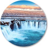 Godafoss waterval - IJsland - Muurcirkel Forex 30cm - Wandcirkel voor binnen - Natuur - Landschap