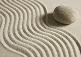 Tuinposter - Zen - Steen / stenen in wit / beige / bruin   - 120 x 180 cm.