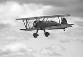 Tuinposter - Airplane - Vliegtuig in wit / grijs / zwart  - 120 x 180 cm.