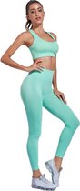 Easylux Fit™ - Maat M - Fitness Set - Sportkleding - Dames kleding - Groen - BH en Legging - Sportlegging