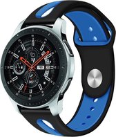 Siliconen Smartwatch bandje - Geschikt voor  Samsung Galaxy Watch duo sport band 46mm - zwart/blauw - Horlogeband / Polsband / Armband