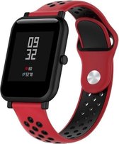 Siliconen Smartwatch bandje - Geschikt voor  Xiaomi Amazfit Bip sport band - rood/zwart - Horlogeband / Polsband / Armband