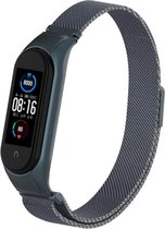 Milanees Smartwatch bandje - Geschikt voor  Xiaomi Mi Band 5 Milanese band - titanium grijs - Horlogeband / Polsband / Armband