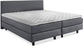 Beddenleeuw Boxspring Bed Mila - 200x220 - Incl. Hoofdbord + Matras - Lederlook Antraciet (Skai)