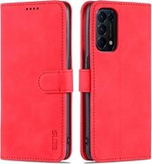 Voor OPPO Reno5 Pro AZNS Huid Voelen Kalf Textuur Horizontale Flip Lederen Case met Kaartsleuven & Houder & Portemonnee ((Rood)