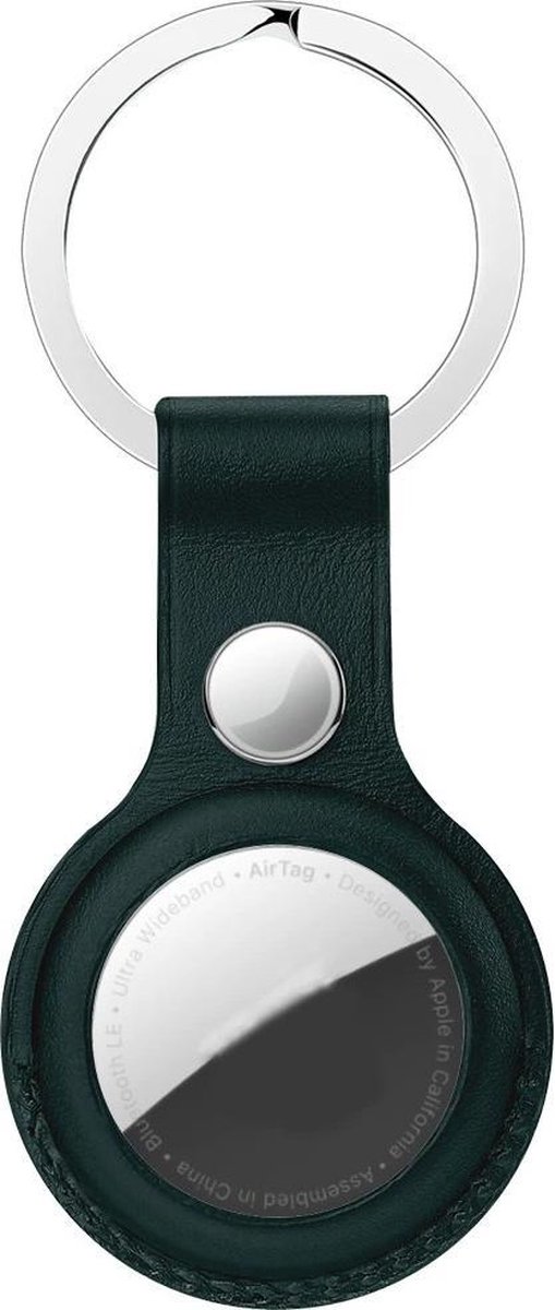 Sleutelhanger geschikt voor Apple AirTag - Premium Leer AirTag hanger - Zwart