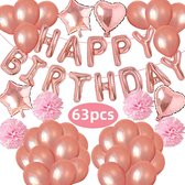 Décoration d'anniversaire en or rose - Pack de ballons de douche de bébé XL - Guirlande de Happy anniversaire