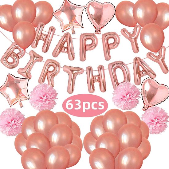 Décoration d'anniversaire en or rose - Pack de ballons de douche
