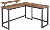 Hoppa! computertafel - 140x130x76/91,5cm - spaanplaat/metaal - bruin/zwart
