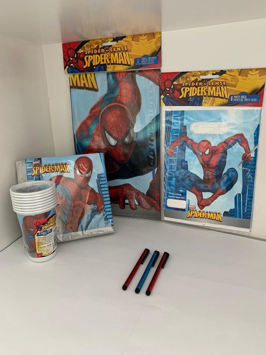 Cadeau idee! | Spider-man Pakket | Spider-Man Feestpakket | 8 Bekers | 1  Tafelkleed |... | bol.com