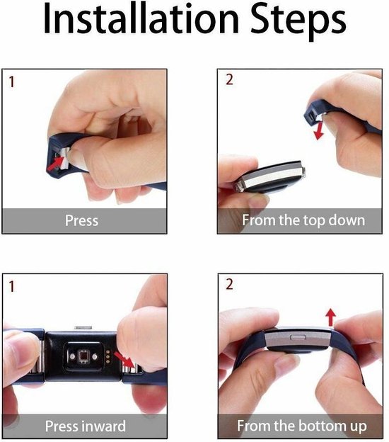 Siliconen Smartwatch bandje - Geschikt voor Fitbit Charge 2 siliconen bandje - donkerblauw - Strap-it Horlogeband / Polsband / Armband - Maat: Maat S