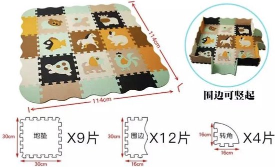 Speelmat voor Baby/Peuters - EVA Foam Puzzelmat / Speelkleed - Playmat 114x 114x 1 cm