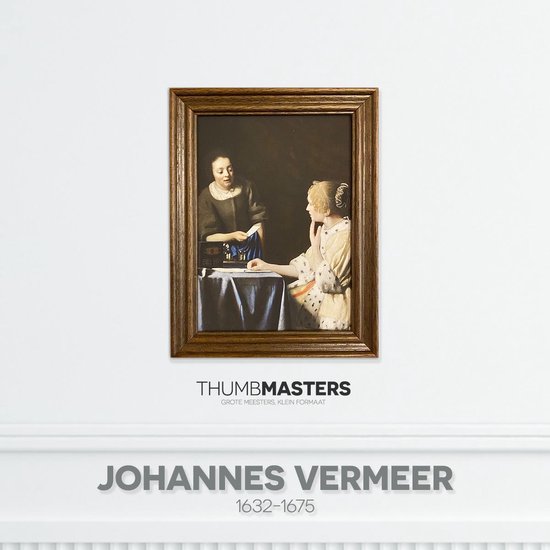 – Schilderij – Dame En Dienstbode Thumbmasters Klein Meesterwerk Johannes Vermeer – Multicolor – 18 X 11 Cm