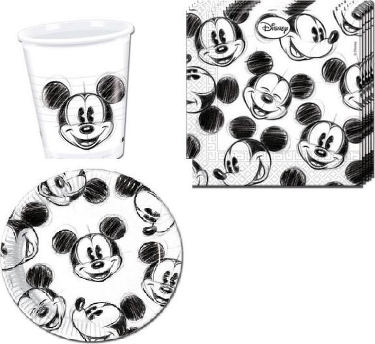 toegang drempel String string Mickey Mouse verjaardag versiering - zwart / wit - borden / bekers /  servetten -... | bol.com