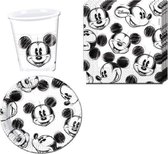 Mickey Mouse verjaardag versiering - zwart / wit - borden / bekers / servetten - Mickey kinderfeestje