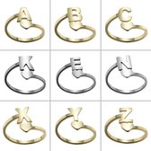 Jillery - Ring - Letter - Hartje - Zilverkleurig - Letter P