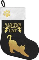 Kerst Sok Stocking Favourite Cat Zwart Goud