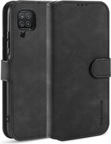 Eco Leather Retro Boekmodel Hoes Samsung Galaxy A12 - Zwart