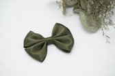 Haarstrik Satijn - Leger groen - Haarclip - Bows and Flowers