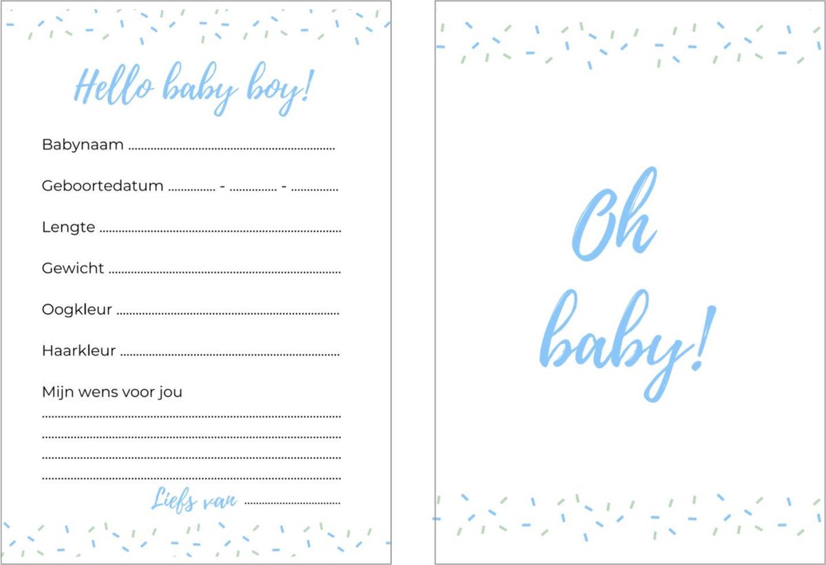Babyshower invulkaarten 20 stuks | babyshower | babyshower ...