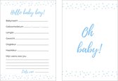 Babyshower invulkaarten 20 stuks | babyshower | babyshower voorspellingskaarten | babyshower kaarten | babyshower spelletjes | babyshower jongen | blauw