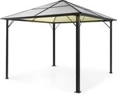 Blumfeldt Pantheon Solid Sky Ambient Solar - Tuinpaviljoen 300 x 265 x 300 cm  - aluminium &  polycarbonaat - 56 LED-lichtjes - dimbaar - Lithium accu