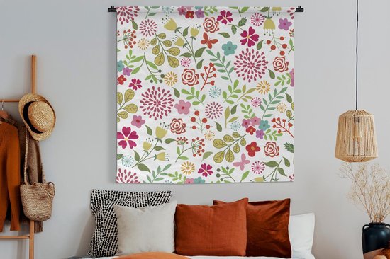 Tapisserie - Tissu mural - Fleurs - Couleurs - Motifs - 150x150 cm - Tapisserie