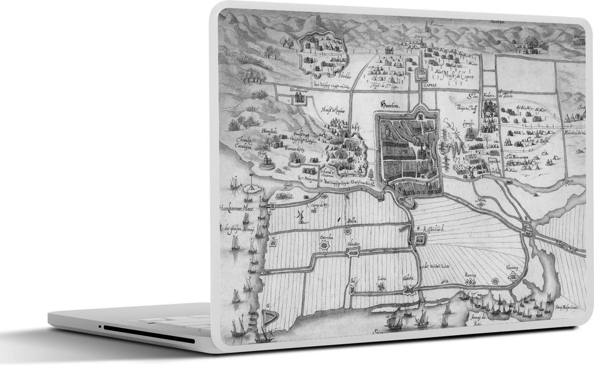 Laptop sticker - 14 inch - Stadskaart - Haarlem - Historisch - 32x5x23x5cm - Laptopstickers - Laptop skin - Cover