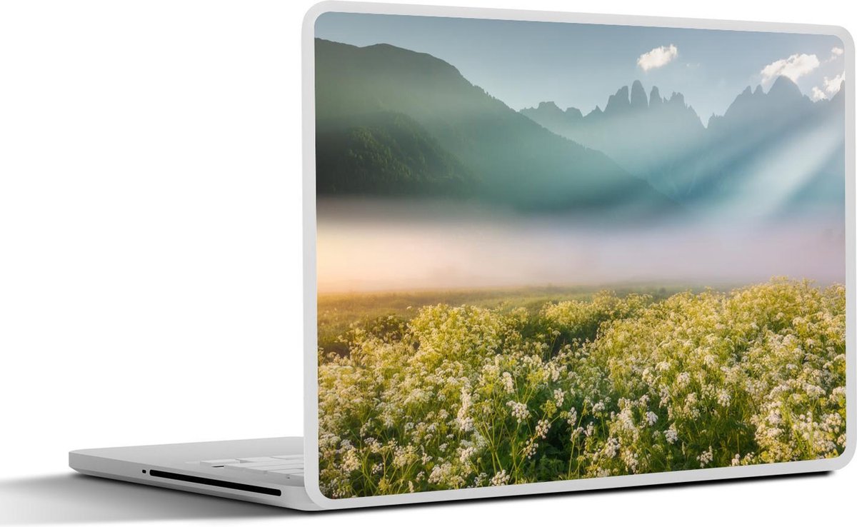 Laptop sticker - 15.6 inch - Bloemen - Bergen - Mist - 36x27,5cm - Laptopstickers - Laptop skin - Cover
