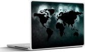 Laptop sticker - 10.1 inch - Wereldkaart - Zwart - Wit - 25x18cm - Laptopstickers - Laptop skin - Cover