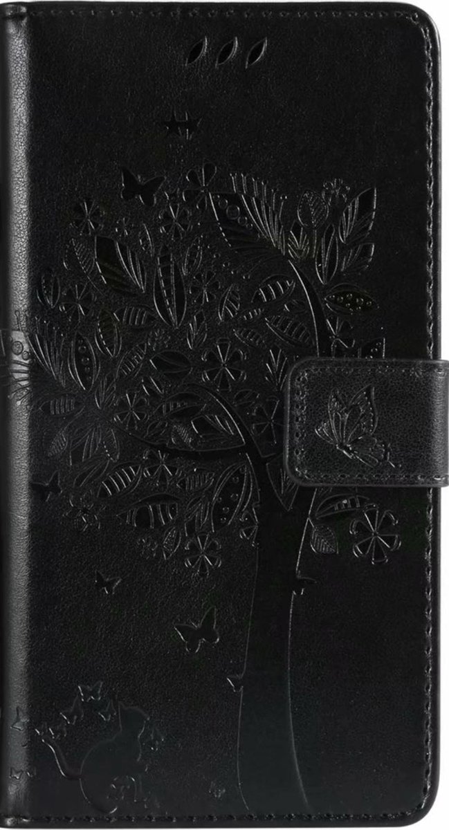 Geschikt voor Samsung Galaxy S21 Bookcase - Zwart - Bloemen - Portemonnee Hoesje