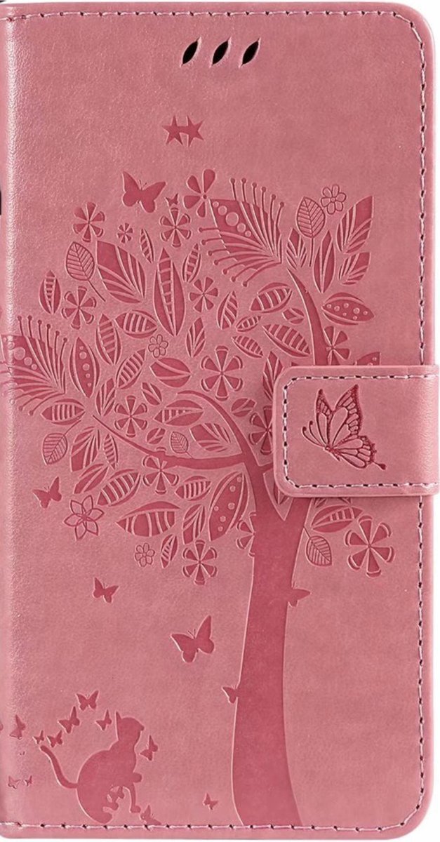 Geschikt voor Samsung Galaxy A71 Bookcase - Roze - Bloemen - Portemonnee Hoesje