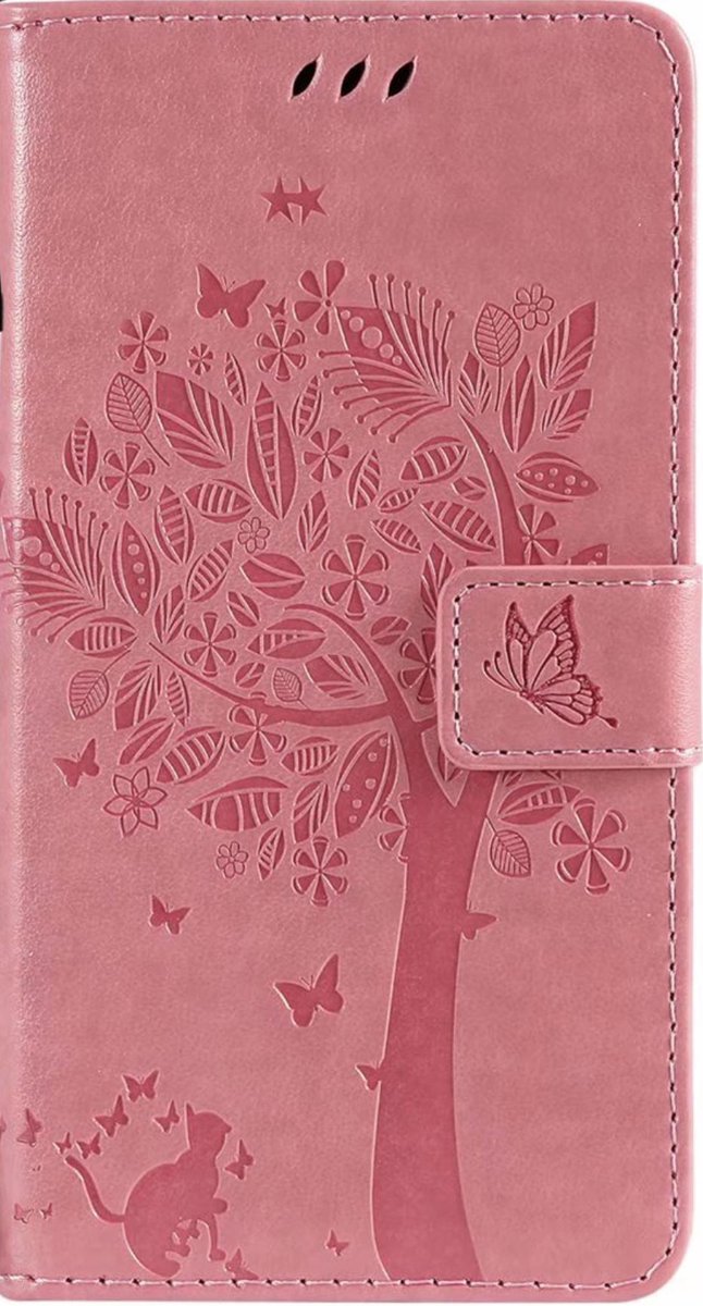 Geschikt voor Samsung Galaxy S21 Bookcase - Roze - Bloemen - Portemonnee Hoesje